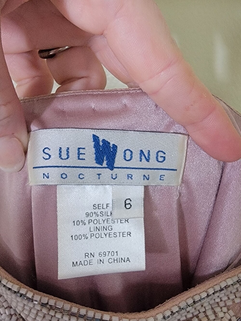 Vintage Silk Beaded Sue Wong Dress Size 6 - Picture 4 of 7